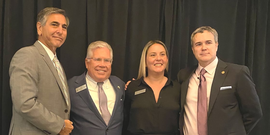 Info Track Business Panel Exchange OneKey MLS Leadership (from left) Chairperson of the Board of Managers Frank Dellaccio; CEO Richard Haggerty; & COO Melissa King were joined by T3 Sixty President and CEO Jack Miller at the June 6th event.